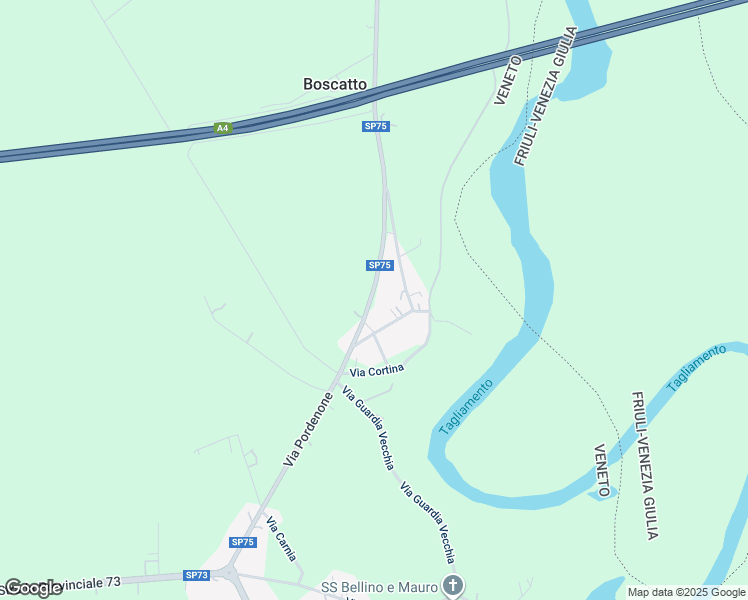 map of restaurants, bars, coffee shops, grocery stores, and more near Strada Provinciale 75 in San Giorgio Al Tagliamento-pozzi