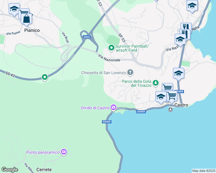 map of restaurants, bars, coffee shops, grocery stores, and more near 1 Via Coletto in Castro