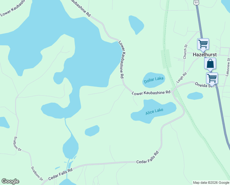 map of restaurants, bars, coffee shops, grocery stores, and more near 9995 Lower Kaubashine Road in Hazelhurst
