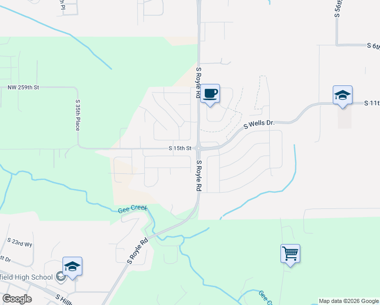 map of restaurants, bars, coffee shops, grocery stores, and more near 1637 South 46th Loop in Ridgefield