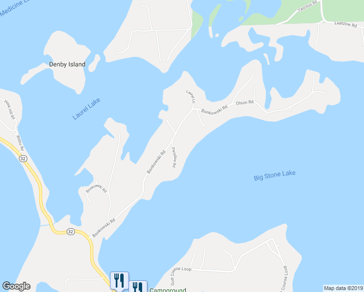map of restaurants, bars, coffee shops, grocery stores, and more near 7150 Paradise Road in Three Lakes