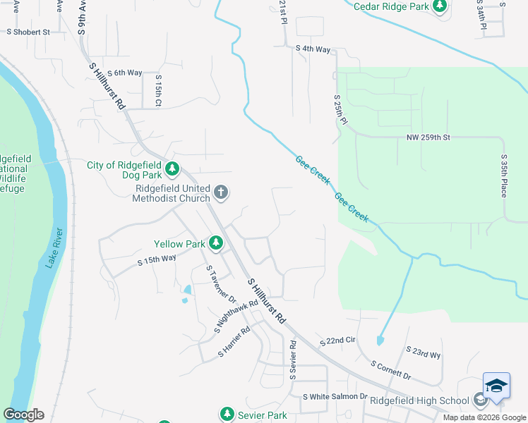 map of restaurants, bars, coffee shops, grocery stores, and more near 1327 South 21st Place in Ridgefield