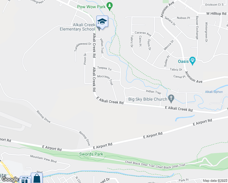 map of restaurants, bars, coffee shops, grocery stores, and more near 359 Moccasin Trail in Billings