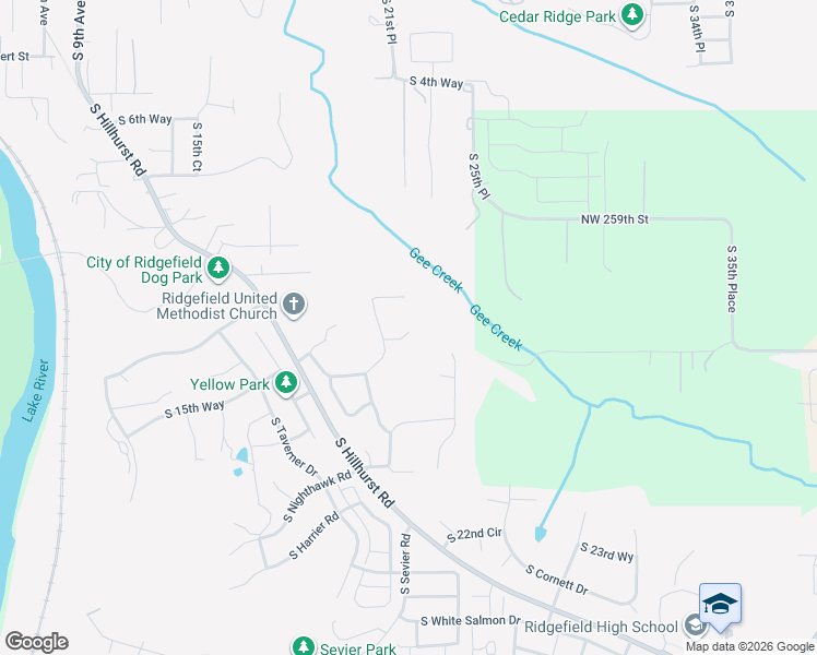 map of restaurants, bars, coffee shops, grocery stores, and more near 1506 S 21st Pl in Ridgefield