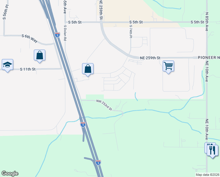 map of restaurants, bars, coffee shops, grocery stores, and more near 7110 South 13th Street in Ridgefield