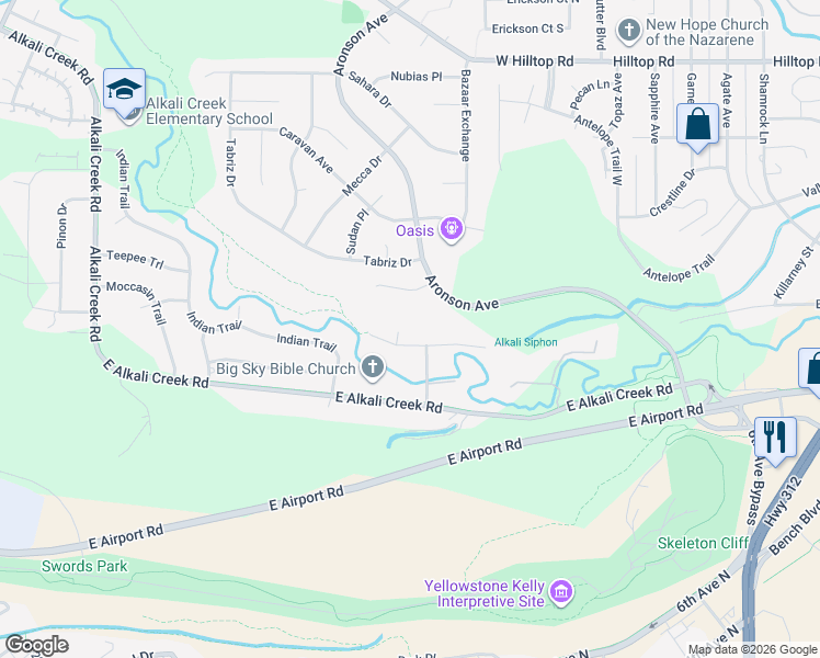 map of restaurants, bars, coffee shops, grocery stores, and more near 321 Quiet Water Avenue in Billings