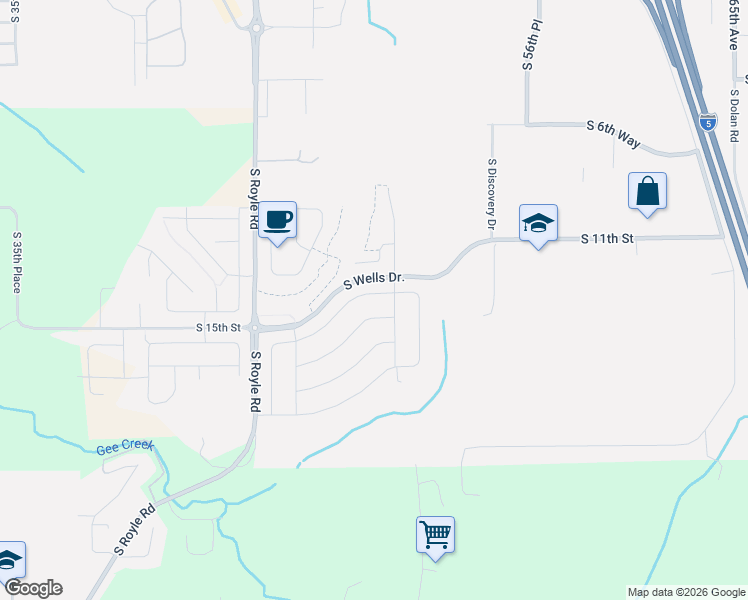 map of restaurants, bars, coffee shops, grocery stores, and more near 4935 South 16th Drive in Ridgefield