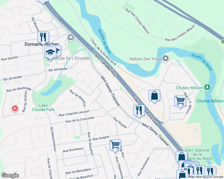 map of restaurants, bars, coffee shops, grocery stores, and more near 1180 Rue de la Promenade in Saint-Jérôme