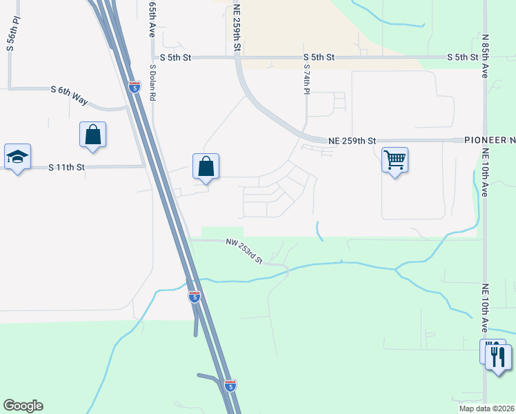 map of restaurants, bars, coffee shops, grocery stores, and more near 7176 South 13th Street in Ridgefield