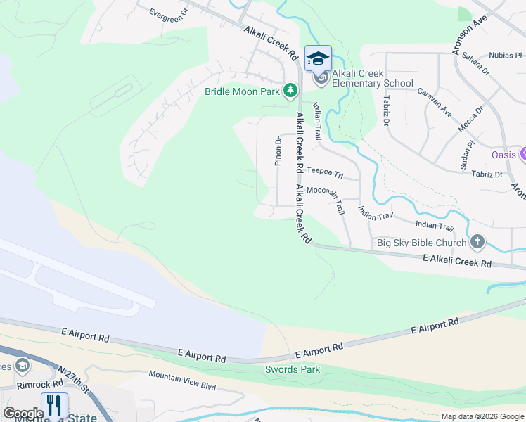 map of restaurants, bars, coffee shops, grocery stores, and more near 438 Tumbleweed Drive in Billings