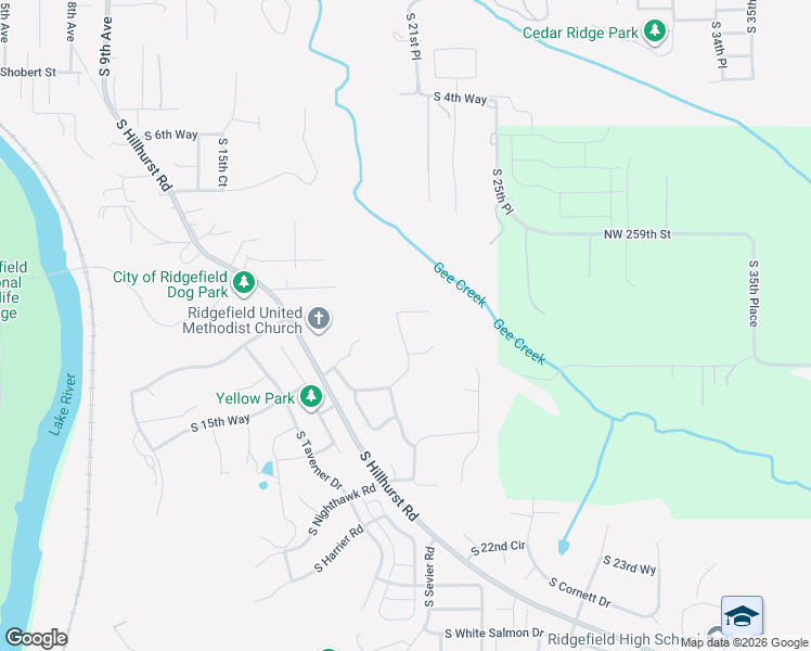 map of restaurants, bars, coffee shops, grocery stores, and more near 1408 South 21st Place in Ridgefield