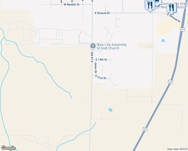 map of restaurants, bars, coffee shops, grocery stores, and more near 110 East 21st Street in Goldendale