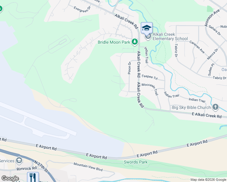 map of restaurants, bars, coffee shops, grocery stores, and more near 438 Tumbleweed Drive in Billings