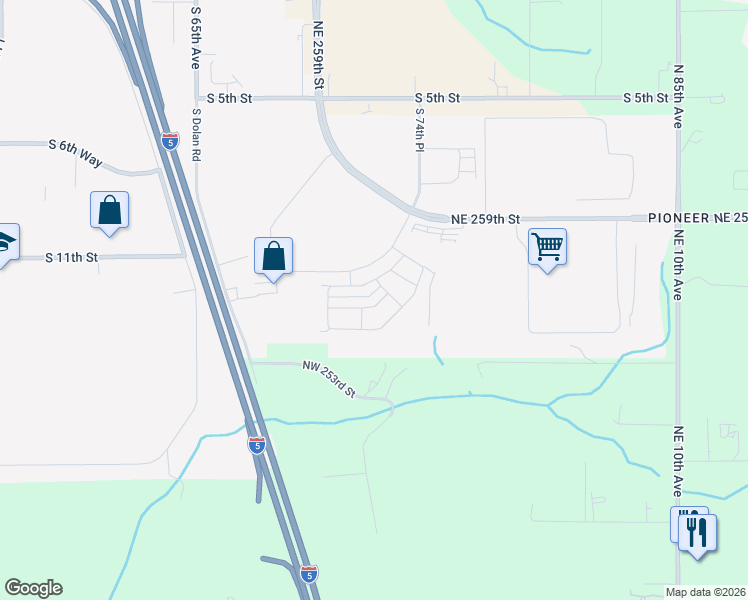 map of restaurants, bars, coffee shops, grocery stores, and more near 7252 South 13th Street in Ridgefield