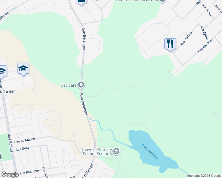 map of restaurants, bars, coffee shops, grocery stores, and more near 100 Rue Joseph Aubin in Saint-Jérôme