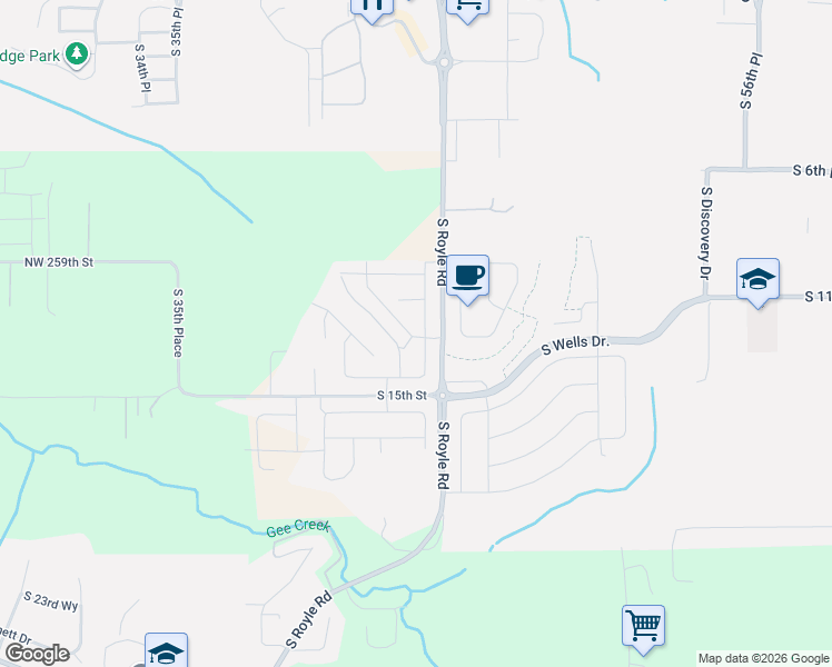 map of restaurants, bars, coffee shops, grocery stores, and more near 1291 South 44th Avenue in Ridgefield