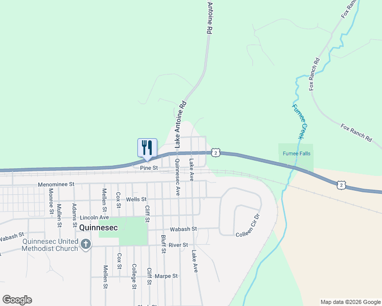 map of restaurants, bars, coffee shops, grocery stores, and more near 1300 Lake Avenue in Quinnesec