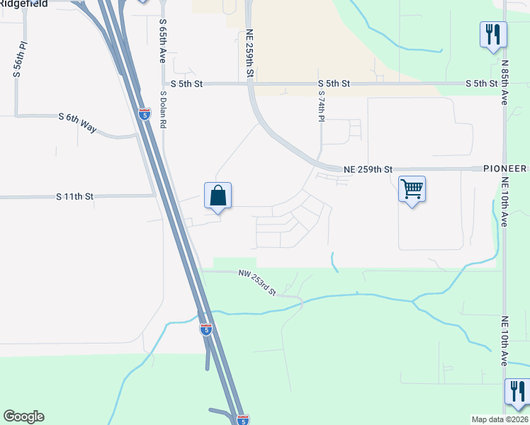 map of restaurants, bars, coffee shops, grocery stores, and more near 7028 South 11th Street in Ridgefield