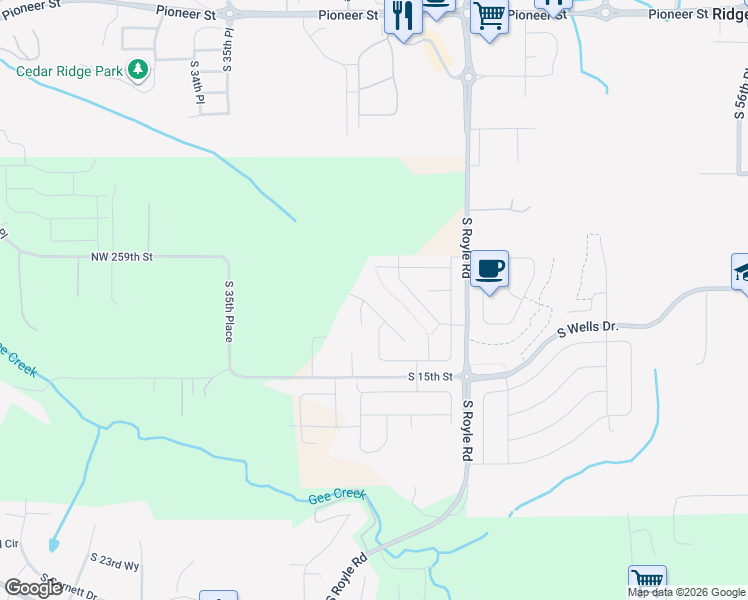 map of restaurants, bars, coffee shops, grocery stores, and more near 4024 South Winery Way in Ridgefield