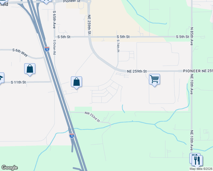 map of restaurants, bars, coffee shops, grocery stores, and more near 7224 South 11th Street in Ridgefield