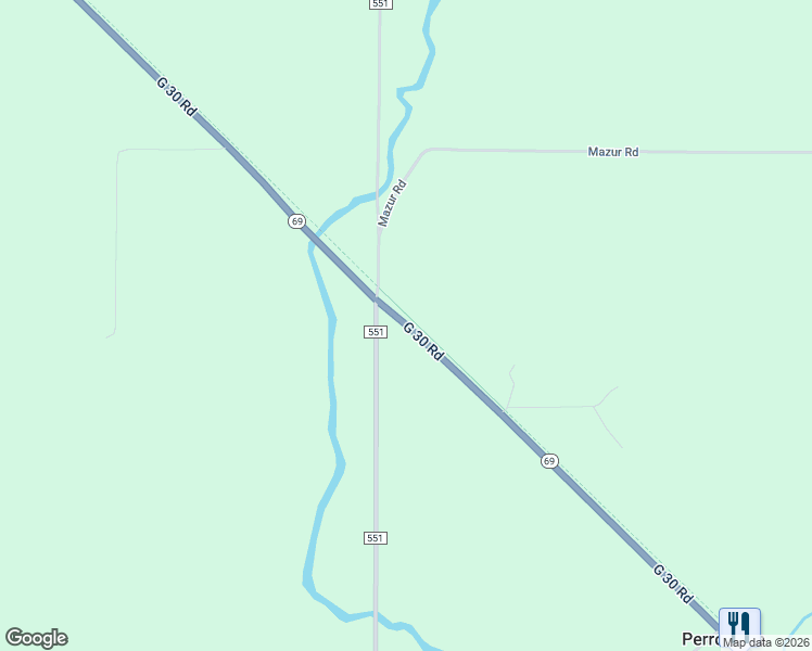 map of restaurants, bars, coffee shops, grocery stores, and more near G 30 Road in Schaffer