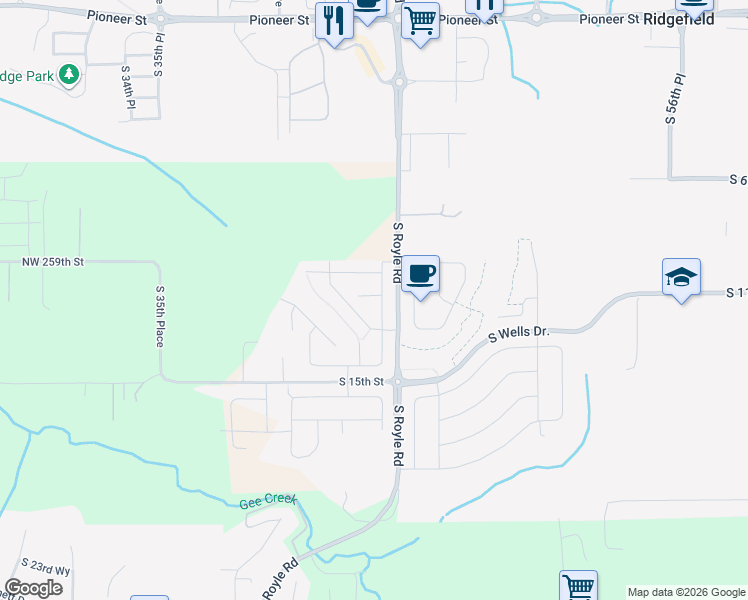 map of restaurants, bars, coffee shops, grocery stores, and more near 1203 South 44th Avenue in Ridgefield