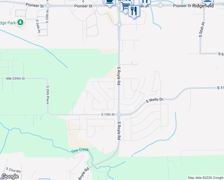 map of restaurants, bars, coffee shops, grocery stores, and more near 1203 South 44th Ave in Ridgefield