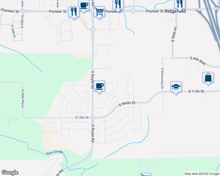 map of restaurants, bars, coffee shops, grocery stores, and more near 1025 South 48th Place in Ridgefield