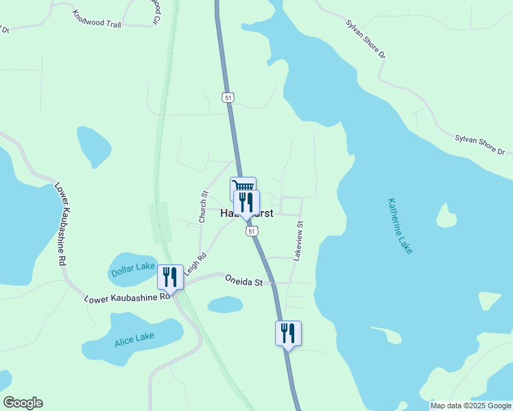 map of restaurants, bars, coffee shops, grocery stores, and more near 9818 Yawkey Street in Hazelhurst