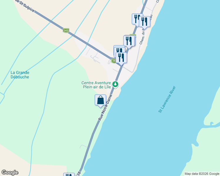 map of restaurants, bars, coffee shops, grocery stores, and more near 691 Rue Notre-Dame in Saint-Sulpice