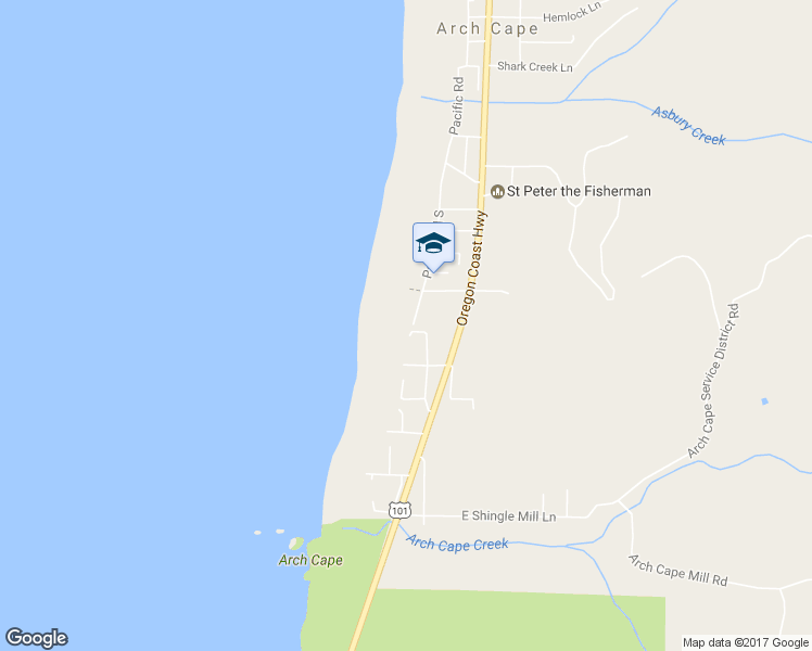 map of restaurants, bars, coffee shops, grocery stores, and more near 79976 Pacific Road South in Arch Cape