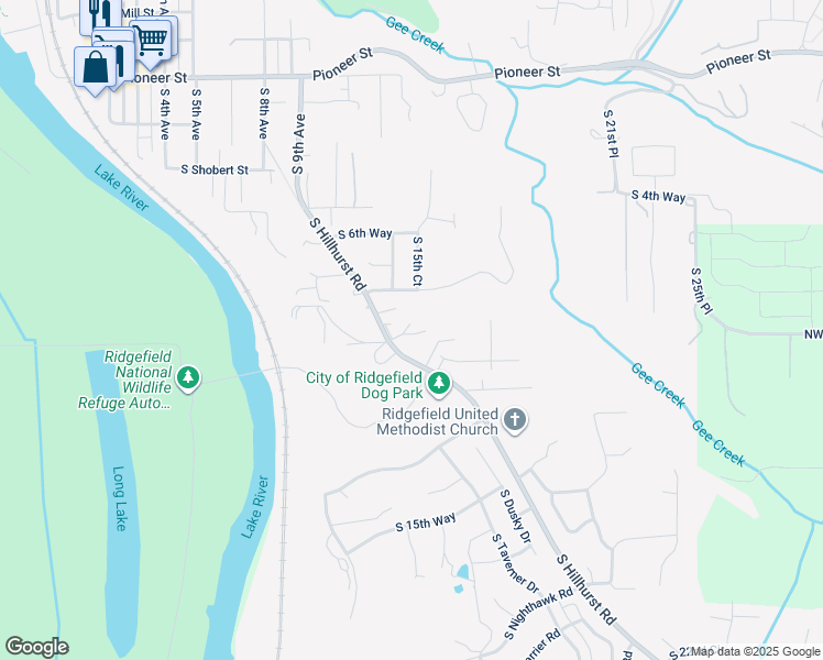 map of restaurants, bars, coffee shops, grocery stores, and more near 1286 South 9th Circle in Ridgefield