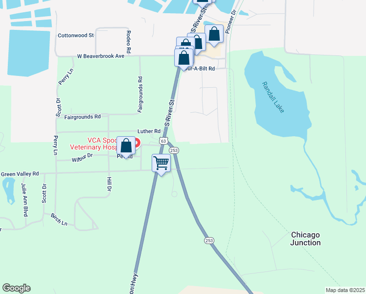 map of restaurants, bars, coffee shops, grocery stores, and more near N4848 Highway 253 in Spooner