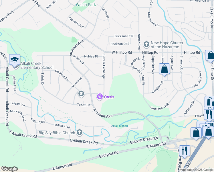 map of restaurants, bars, coffee shops, grocery stores, and more near 637 Bazaar Exchange in Billings