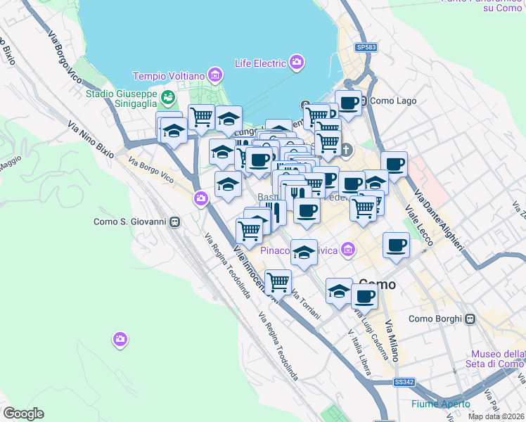 map of restaurants, bars, coffee shops, grocery stores, and more near None in Como