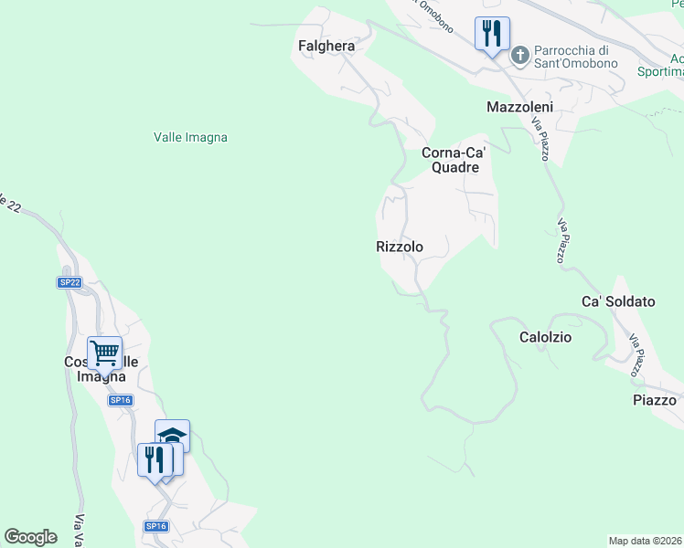 map of restaurants, bars, coffee shops, grocery stores, and more near 162 Via Brigata Lupi di Toscana in Rizzolo
