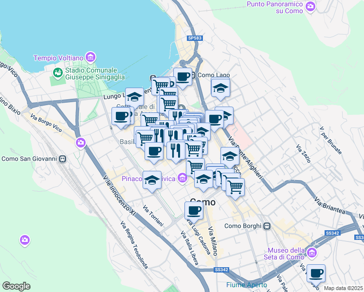 map of restaurants, bars, coffee shops, grocery stores, and more near 10 Via Rusconi in Como