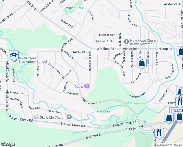 map of restaurants, bars, coffee shops, grocery stores, and more near 637 Bazaar Exchange in Billings