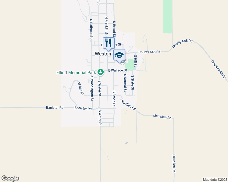 map of restaurants, bars, coffee shops, grocery stores, and more near South Broad Street in Weston