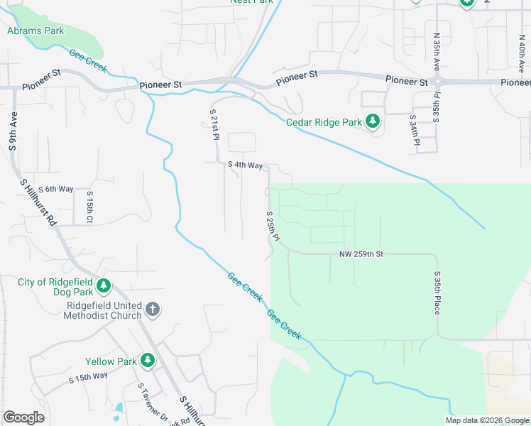 map of restaurants, bars, coffee shops, grocery stores, and more near 761 South 25th Place in Ridgefield