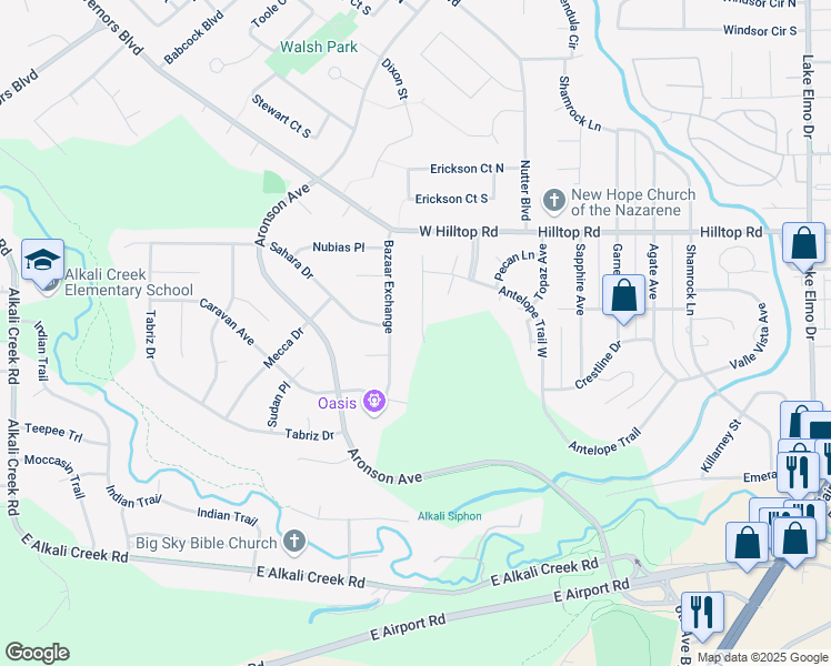 map of restaurants, bars, coffee shops, grocery stores, and more near 637 Bazaar Exchange in Billings