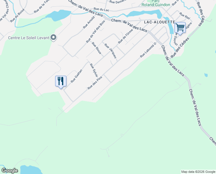 map of restaurants, bars, coffee shops, grocery stores, and more near 401 Rue Labonté Ouest in Sainte-Sophie