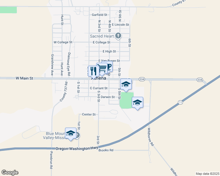 map of restaurants, bars, coffee shops, grocery stores, and more near in Athena