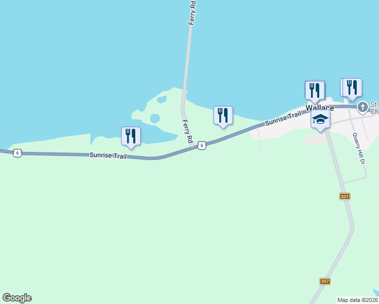 map of restaurants, bars, coffee shops, grocery stores, and more near 13734 Sunrise Trail in Pictou
