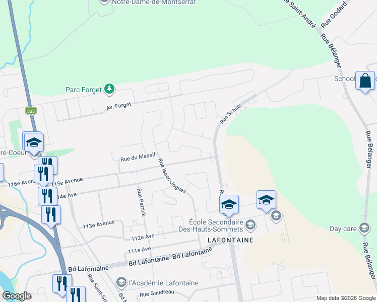 map of restaurants, bars, coffee shops, grocery stores, and more near 228 Rue Jacques Marquette in Saint-Jérôme