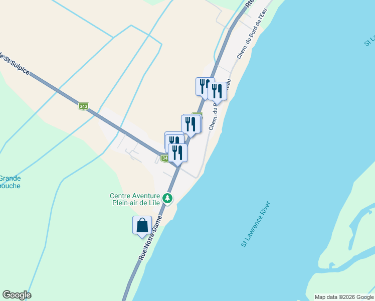 map of restaurants, bars, coffee shops, grocery stores, and more near 730 Rue Notre-Dame in Saint-Sulpice
