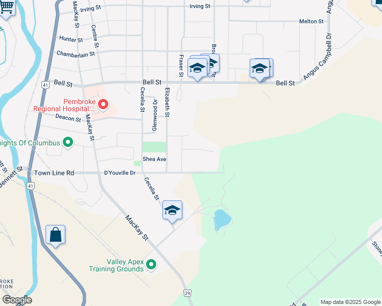 map of restaurants, bars, coffee shops, grocery stores, and more near 134 Poplar Ridge Road in Pembroke
