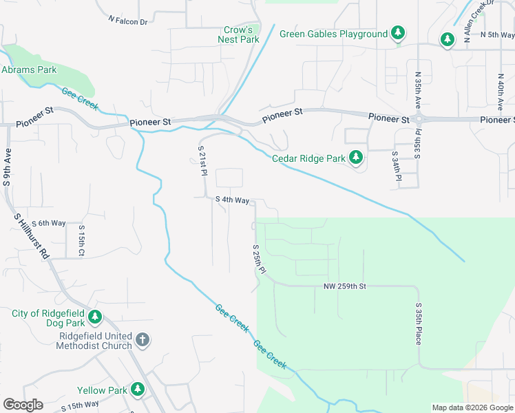 map of restaurants, bars, coffee shops, grocery stores, and more near 498 South 25th Place in Ridgefield