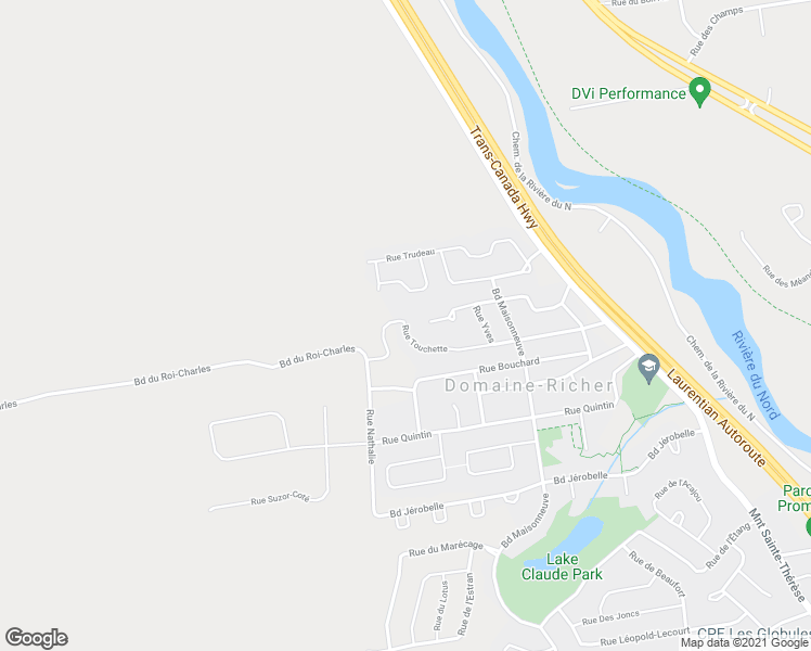 map of restaurants, bars, coffee shops, grocery stores, and more near 1078 Rue Touchette in Saint-Jérôme