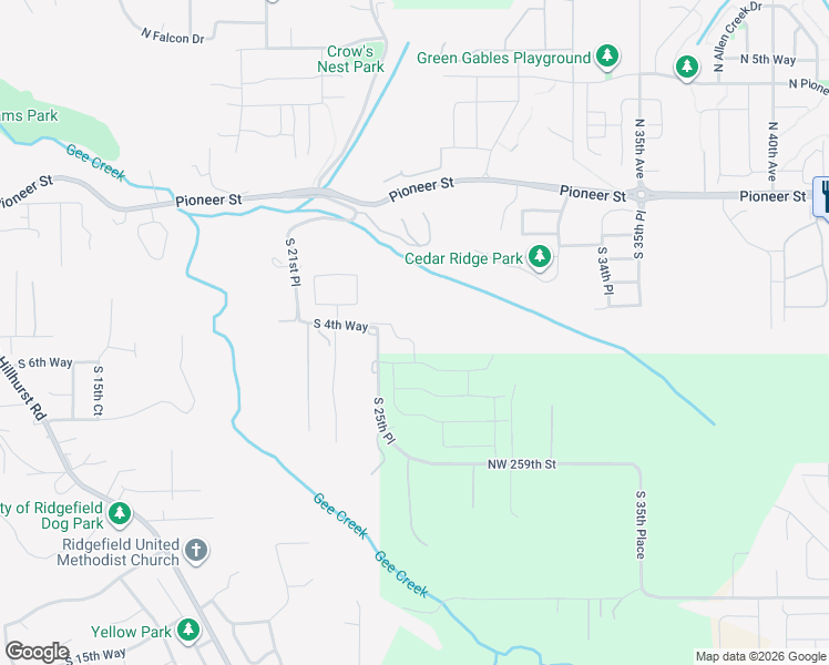 map of restaurants, bars, coffee shops, grocery stores, and more near 498 South 25th Place in Ridgefield
